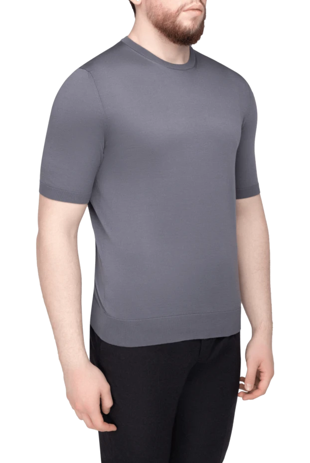Cesare di Napoli short sleeve jumper made of silk and cotton gray for men 196543 - photo 3