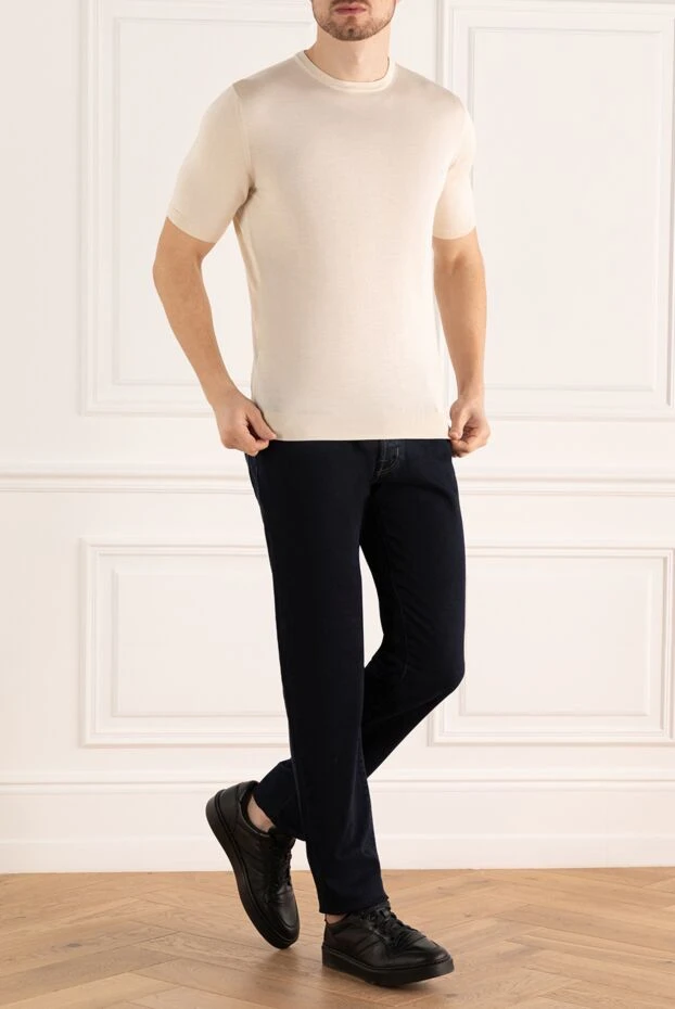 Cesare di Napoli man short sleeve jumper in silk white for men buy with prices and photos 158115 - photo 2