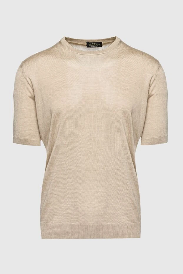 Cesare di Napoli man beige silk short sleeve jumper for men buy with prices and photos 158137 - photo 1