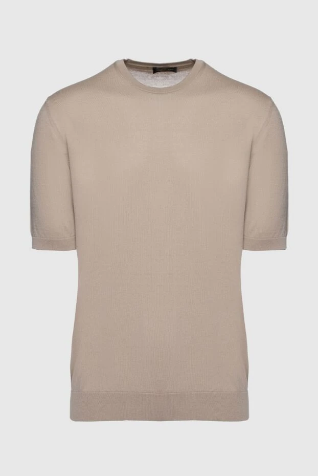 Cesare di Napoli man cotton short sleeve jumper beige for men buy with prices and photos 158159 - photo 1