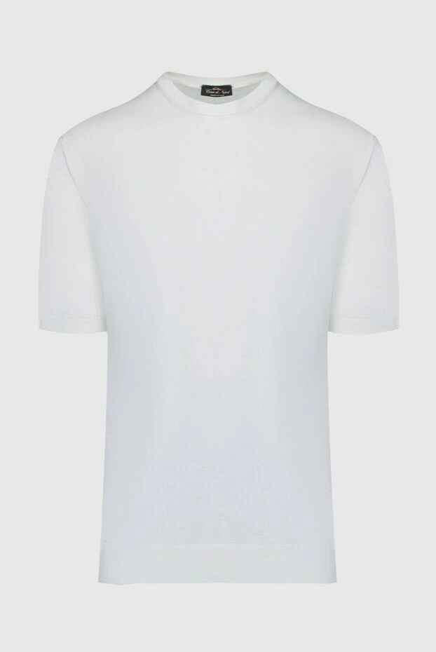 Cesare di Napoli man short sleeve jumper in silk and cotton white for men buy with prices and photos 158164 - photo 1