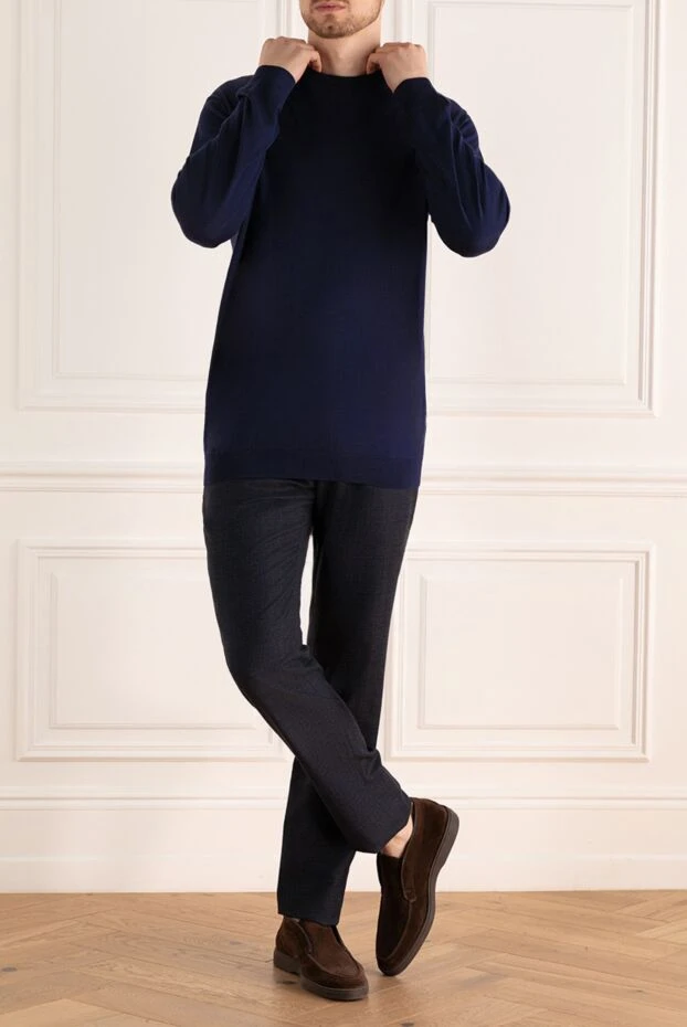 Cesare di Napoli man blue silk jumper for men buy with prices and photos 158168 - photo 2