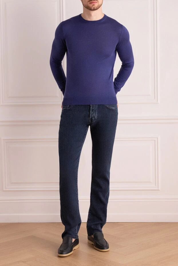 Cesare di Napoli man blue silk jumper for men buy with prices and photos 158172 - photo 2