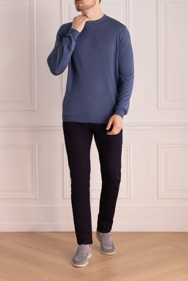 Cesare di Napoli man blue silk jumper for men buy with prices and photos 158173 - photo 2