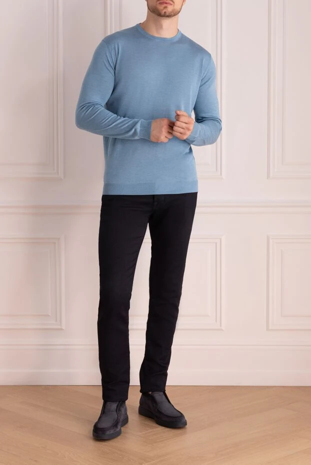 Cesare di Napoli man blue silk jumper for men buy with prices and photos 158174 - photo 2