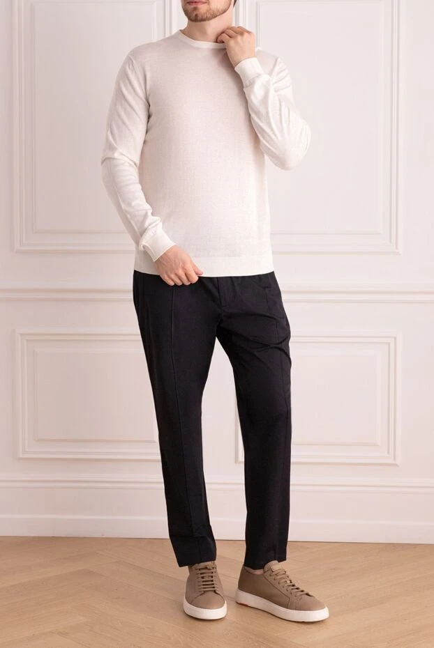 Cesare di Napoli man white silk and cotton jumper for men buy with prices and photos 158179 - photo 2