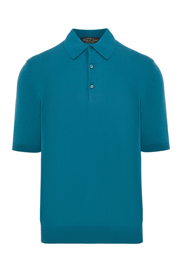 Green cotton polo shirt with buttons for men - photo 1