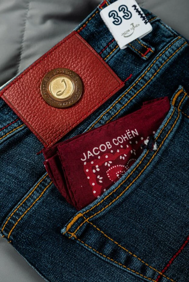 Jacob Cohen men's jeans with red stitching and fabric insert on the pocket 158220 - photo 2