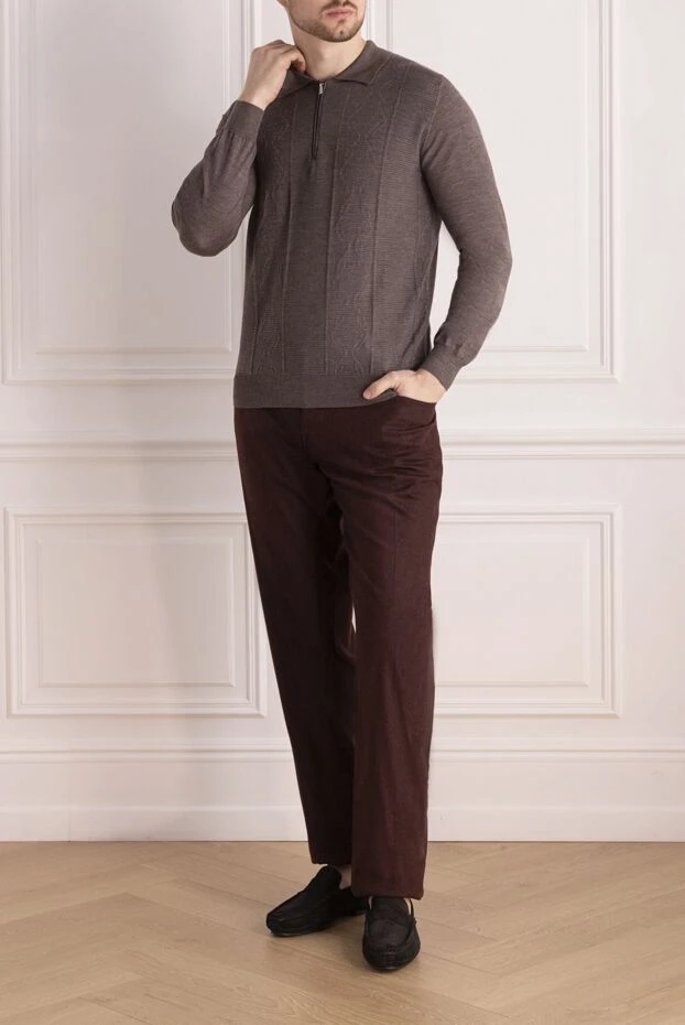 Jacob Cohen man men's burgundy wool trousers buy with prices and photos 158254 - photo 2