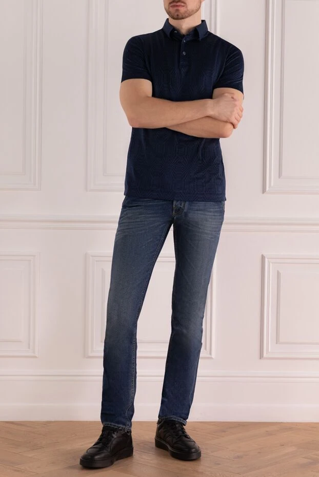 Jacob Cohen мужские джинсы из хлопка и эластомера синие мужские купить с ценами и фото 158271 - фото 2