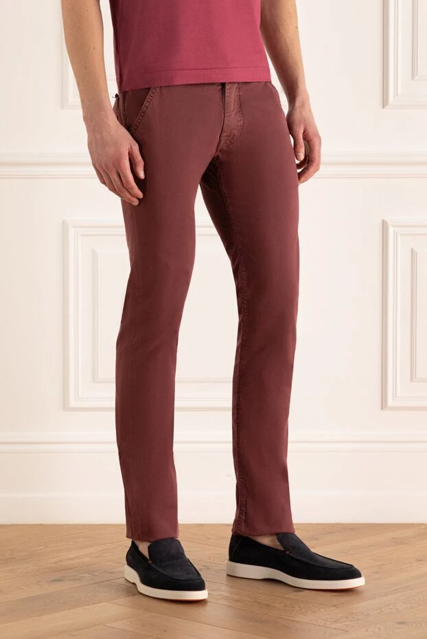 Jacob Cohen men's jeans in burgundy shade with classic cut 197021 - photo 3