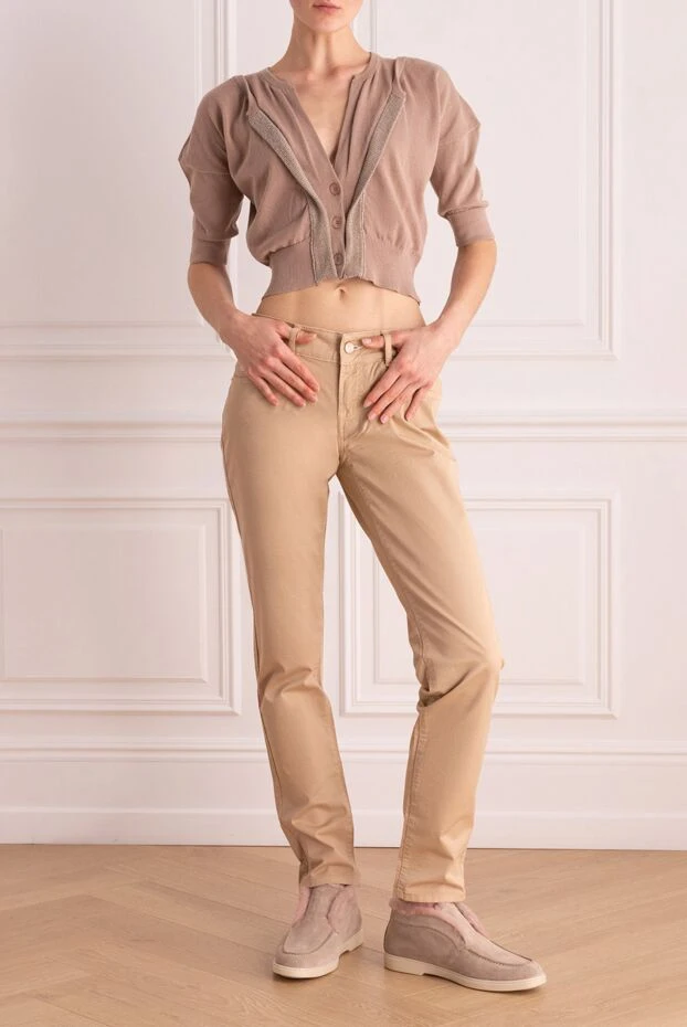 Jacob Cohen женские джинсы из хлопка бежевые женские купить с ценами и фото 158410 - фото 2