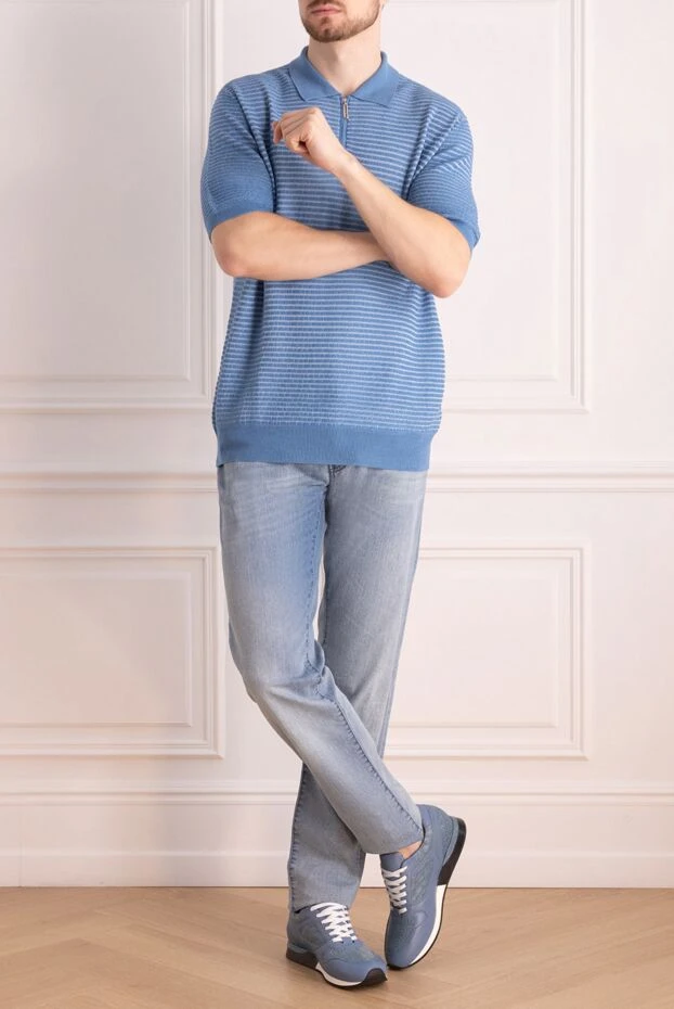 Jacob Cohen мужские джинсы из хлопка и полиэстера голубые мужские купить с ценами и фото 158431 - фото 2