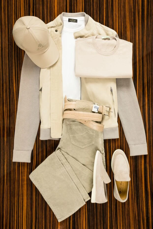 Jacob Cohen чоловічі джинси бежевого кольору з прямим кроєм 158462 - фото 2