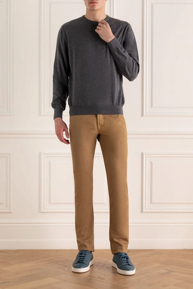 Jacob Cohen мужские джинсы из хлопка и модала бежевые мужские купить с ценами и фото 158483 - фото 2