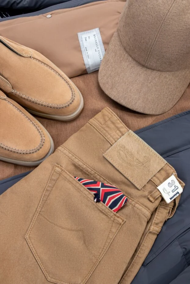 Jacob Cohen бавовняні джинси теплого бежевого тону з планкою на удзиках 158483 - фото 2