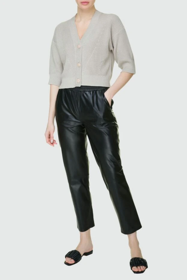 Fleur de Paris woman black leather trousers for women 158571 - photo 2