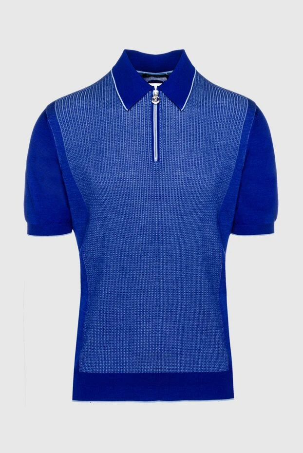 Stefano Ricci blue cotton and silk polo shirt for men 158602 - photo 1