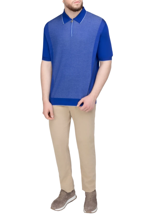 Stefano Ricci blue cotton and silk polo shirt for men 158602 - photo 2