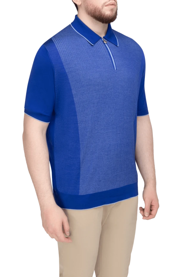 Stefano Ricci blue cotton and silk polo shirt for men 158602 - photo 3