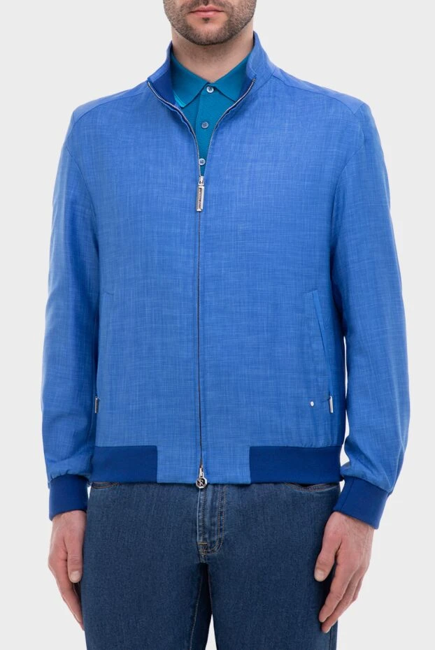 Stefano Ricci men's blue cashmere, silk and genuine leather jacket 158603 - photo 3