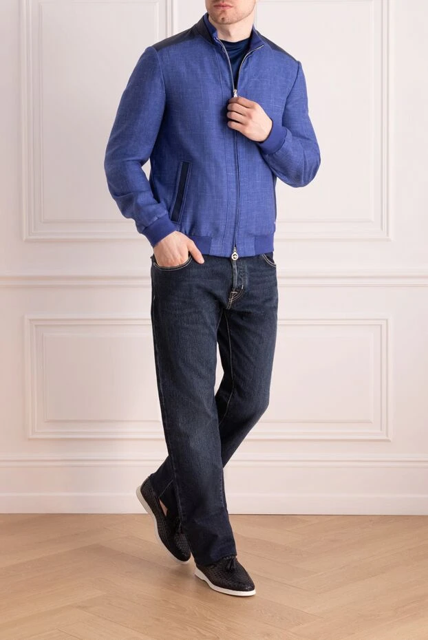 Blue wool, silk and linen jacket for men - photo 2