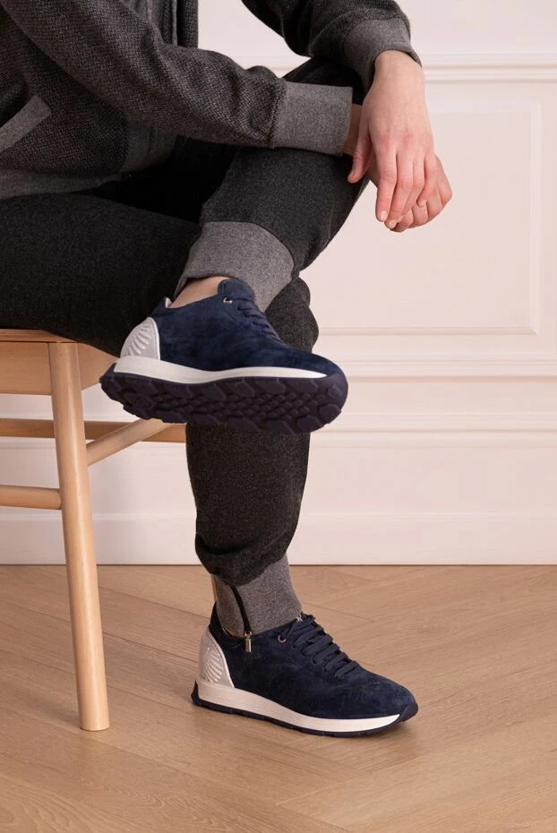 Stefano Ricci blue nubuck sneakers for men 158608 - photo 2