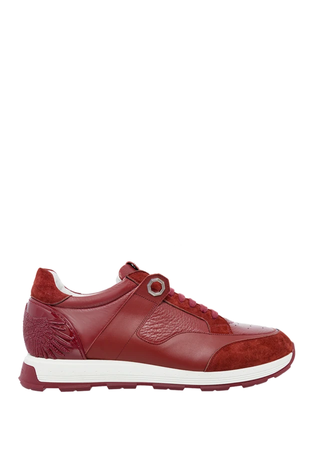 Red leather and nubuck sneakers for men - photo 1