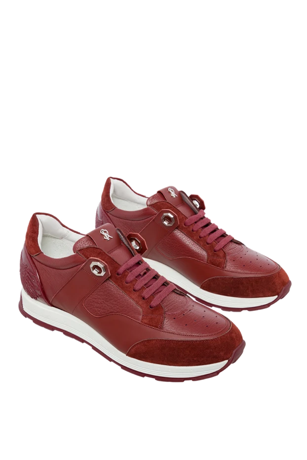 Stefano Ricci red leather and nubuck sneakers for men 158609 - photo 3