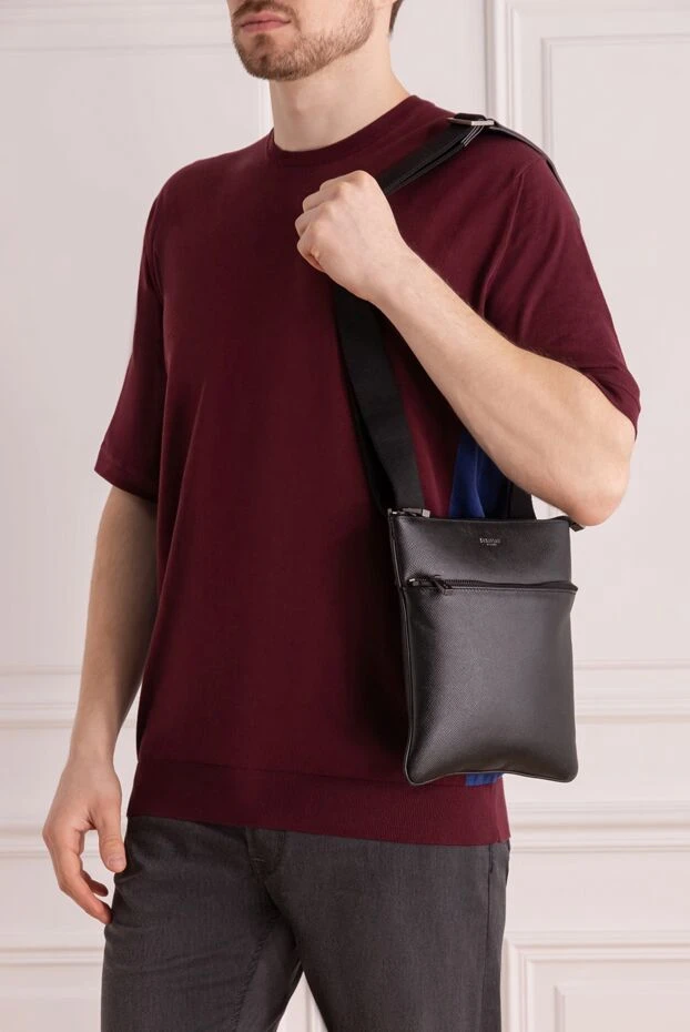 Serapian man shoulder bag made of genuine leather black for men buy with prices and photos 158682 - photo 2