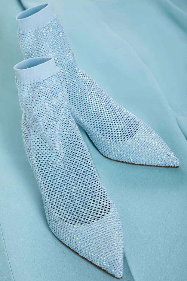 Le Silla ботильйони жіночі замшеві з люрексом блакитні 158690 - фото 3