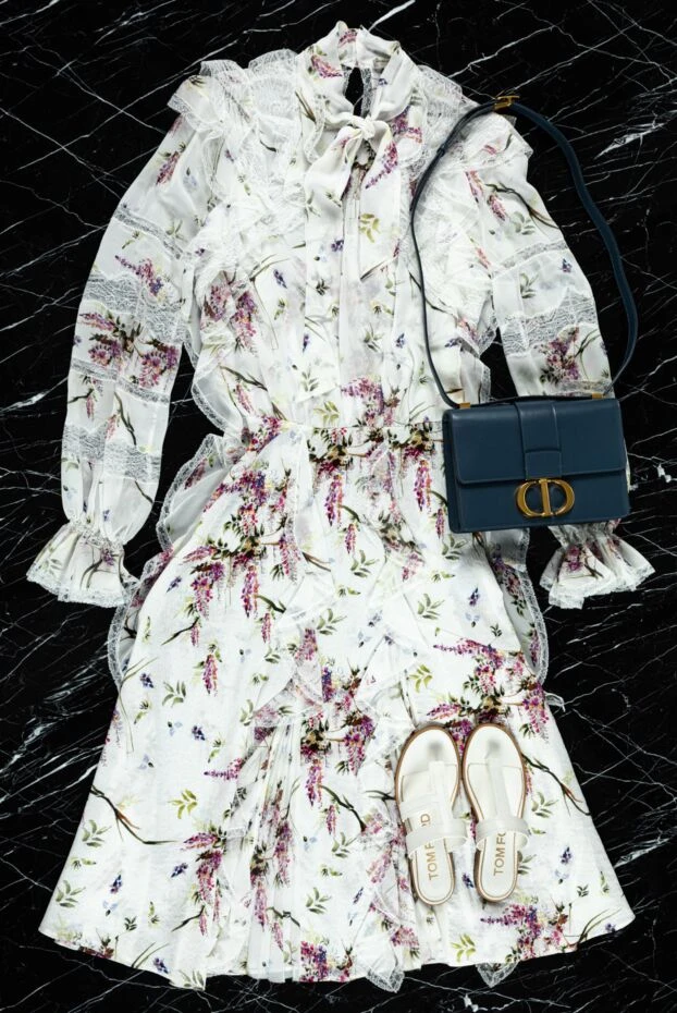 Ermanno Scervino silk white dress with floral pattern for women 158717 - photo 2