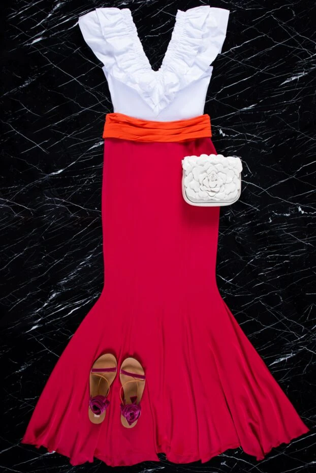 Спідниця-максі жіноча рожева з яскравим поясом - фото 2