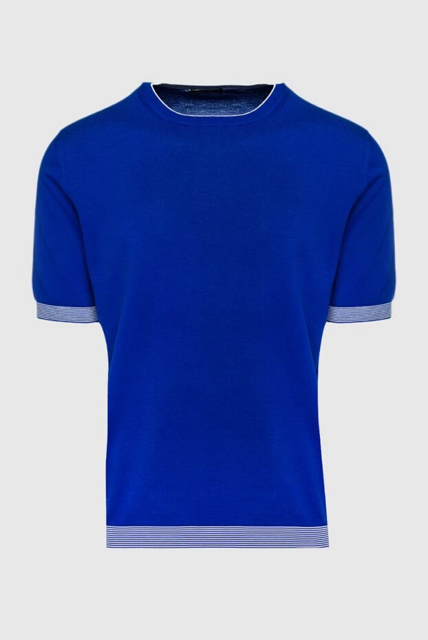 Джемпер з коротким рукавом з кашеміру синій чоловічий - фото 1