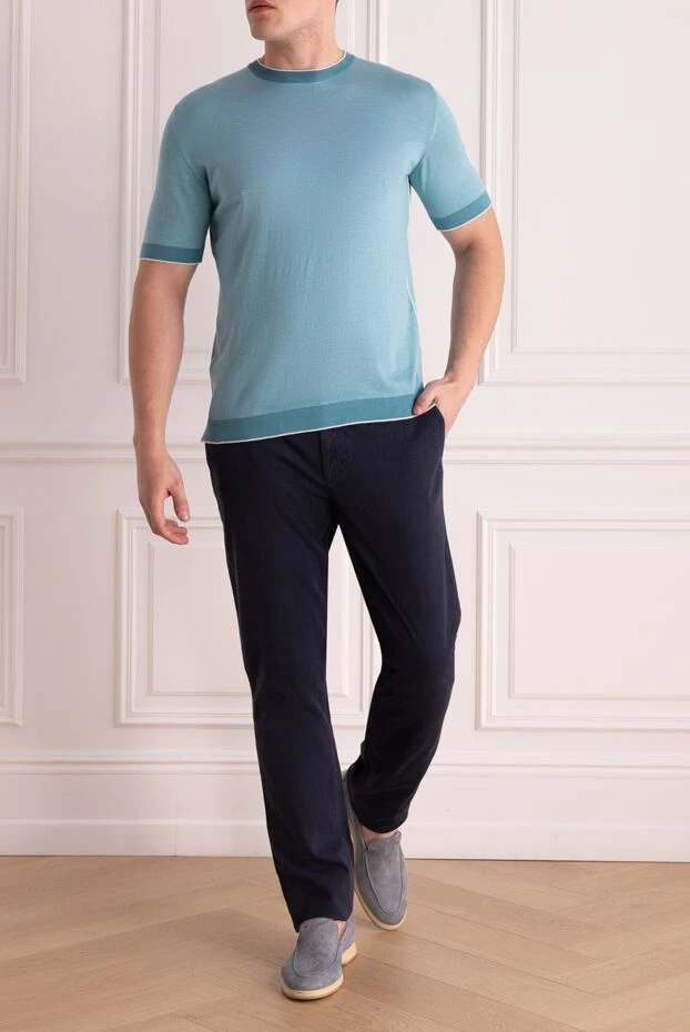 Stefano Ricci джемпер с коротким рукавом из шелка и хлопка зеленый мужской 158733 - фото 2