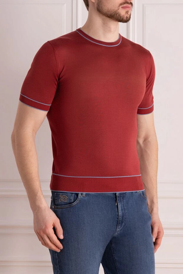 Stefano Ricci short sleeve silk jumper in burgundy for men 158737 - photo 3