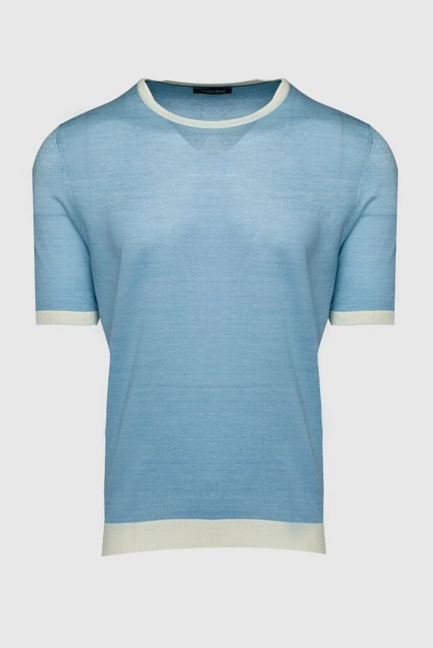 Джемпер с коротким рукавом из шелка голубой мужской - фото 1