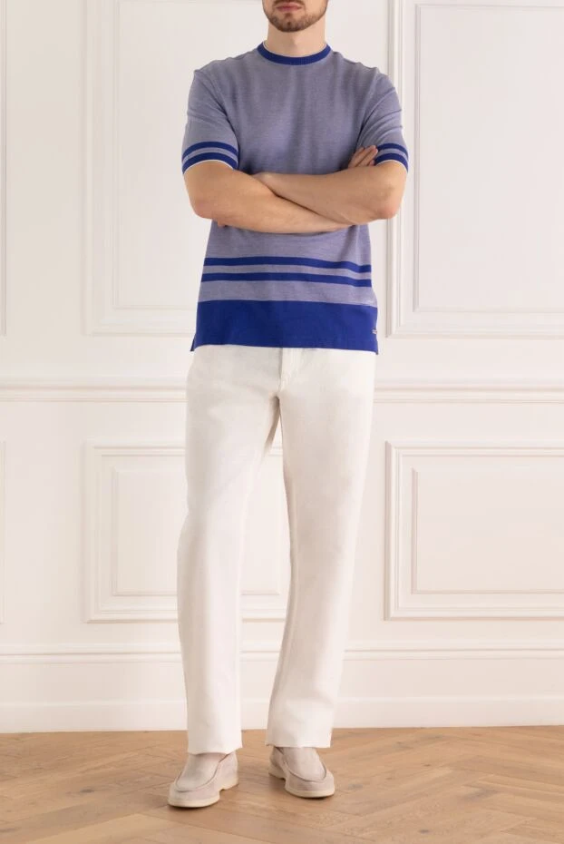 Stefano Ricci джемпер с коротким рукавом из хлопка синий мужской 158742 - фото 2