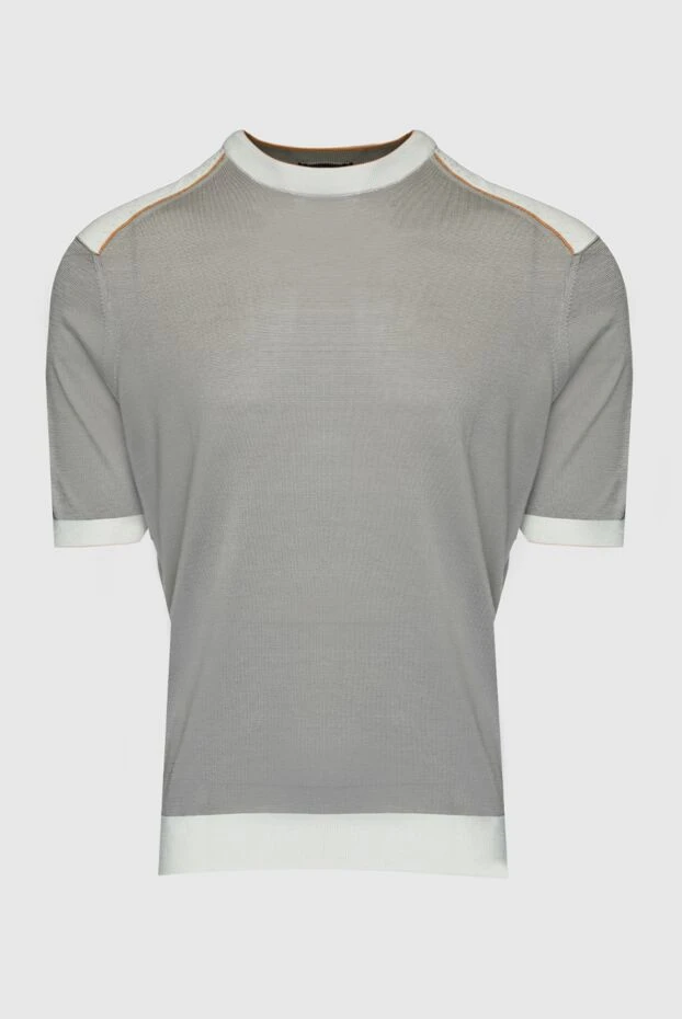 Stefano Ricci джемпер с коротким рукавом из шелка серый мужской 158745 - фото 1