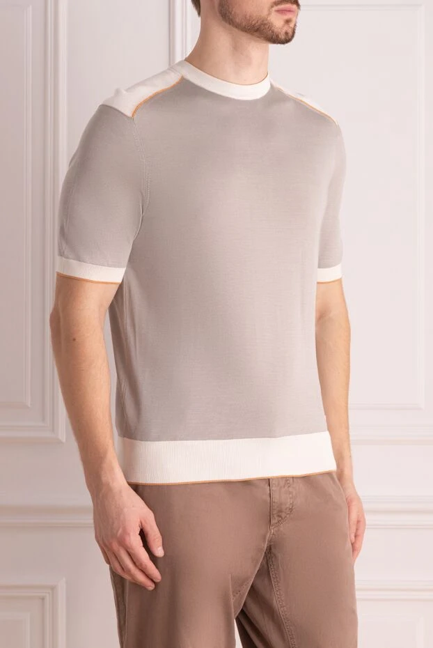 Stefano Ricci джемпер с коротким рукавом из шелка серый мужской 158745 - фото 3