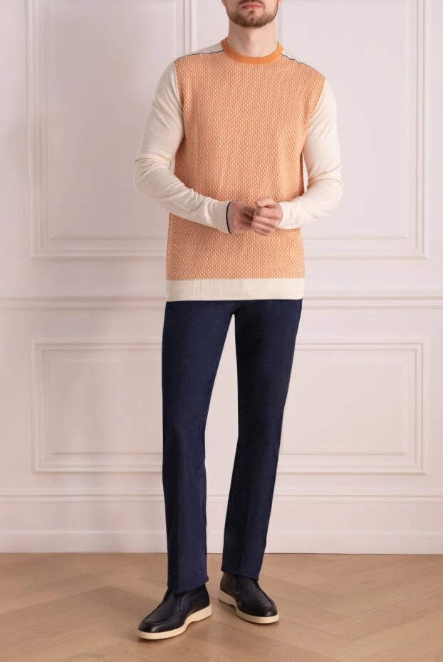 Stefano Ricci джемпер из кашемира, шелка и льна оранжевый. мужской 158766 - фото 2