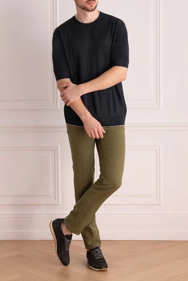 Stefano Ricci джемпер с коротким рукавом из шелка и льна черный мужской 158786 - фото 2