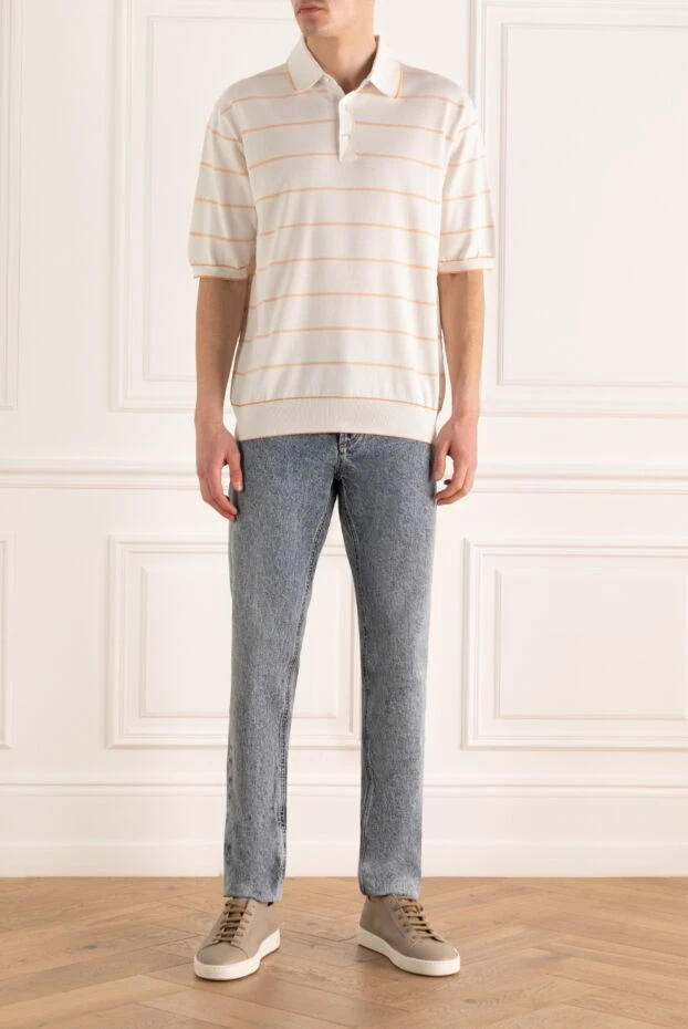 Stefano Ricci поло из шелка белое мужское 158795 - фото 2