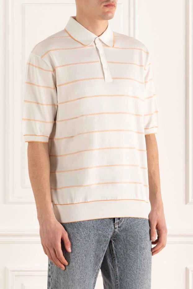 Stefano Ricci поло из шелка белое мужское 158795 - фото 3