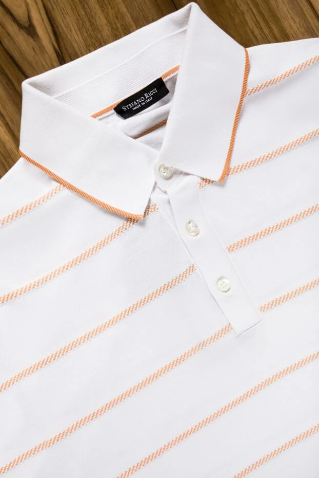 Stefano Ricci поло з шовку в молочному кольорі з тонкою персиковою смужкою 158795 - фото 2