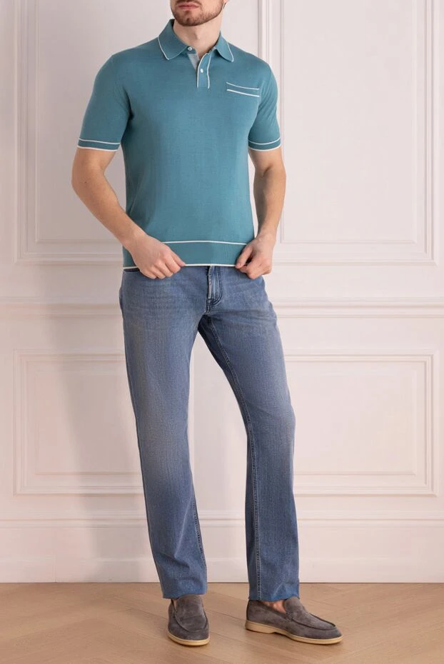 Stefano Ricci поло из хлопка и шелка зеленое мужское 158802 - фото 2