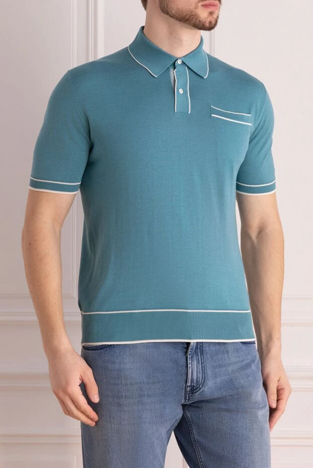 Stefano Ricci поло из хлопка и шелка зеленое мужское 158802 - фото 3