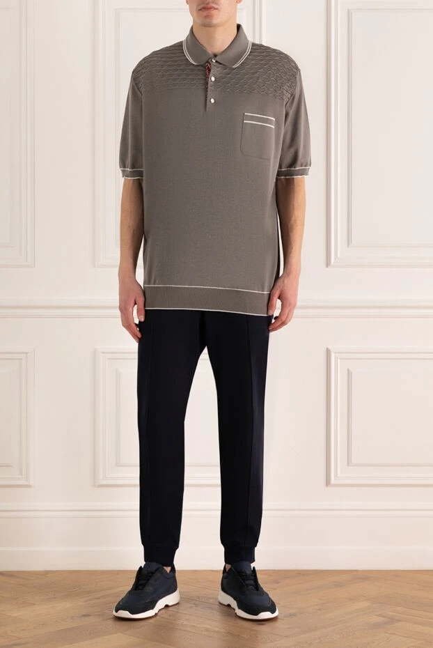 Stefano Ricci поло из хлопка коричневое мужское 158810 - фото 2