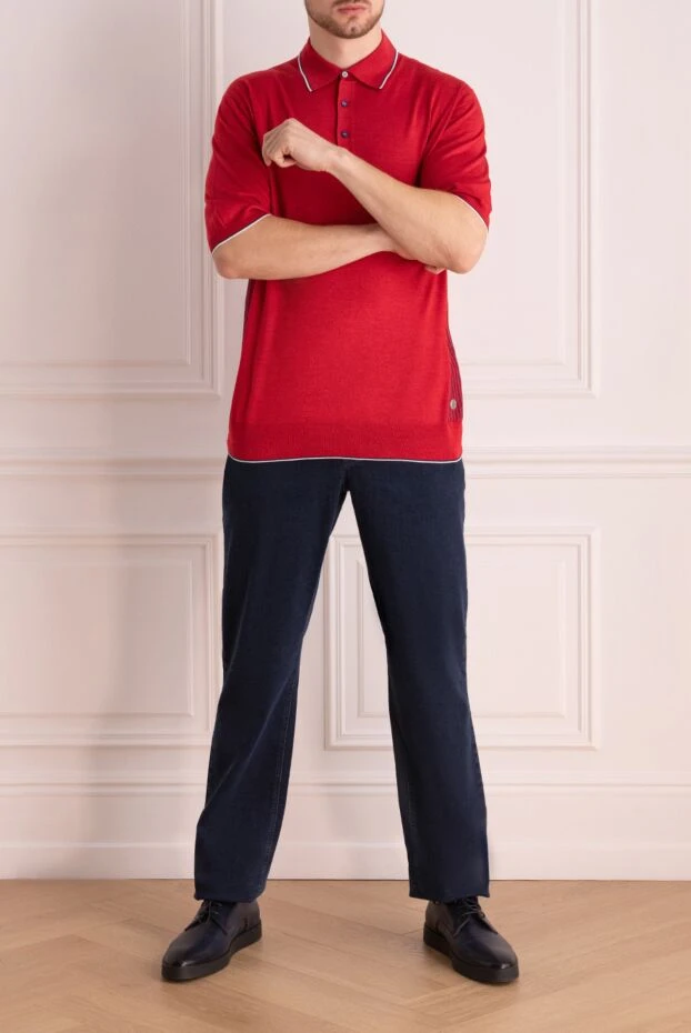 Stefano Ricci поло из шелка, хлопка и льна красное мужское 158811 - фото 2