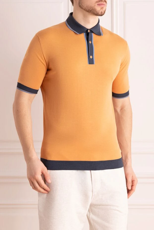 Stefano Ricci поло из хлопка и шелка оранжевое мужское 158823 - фото 3